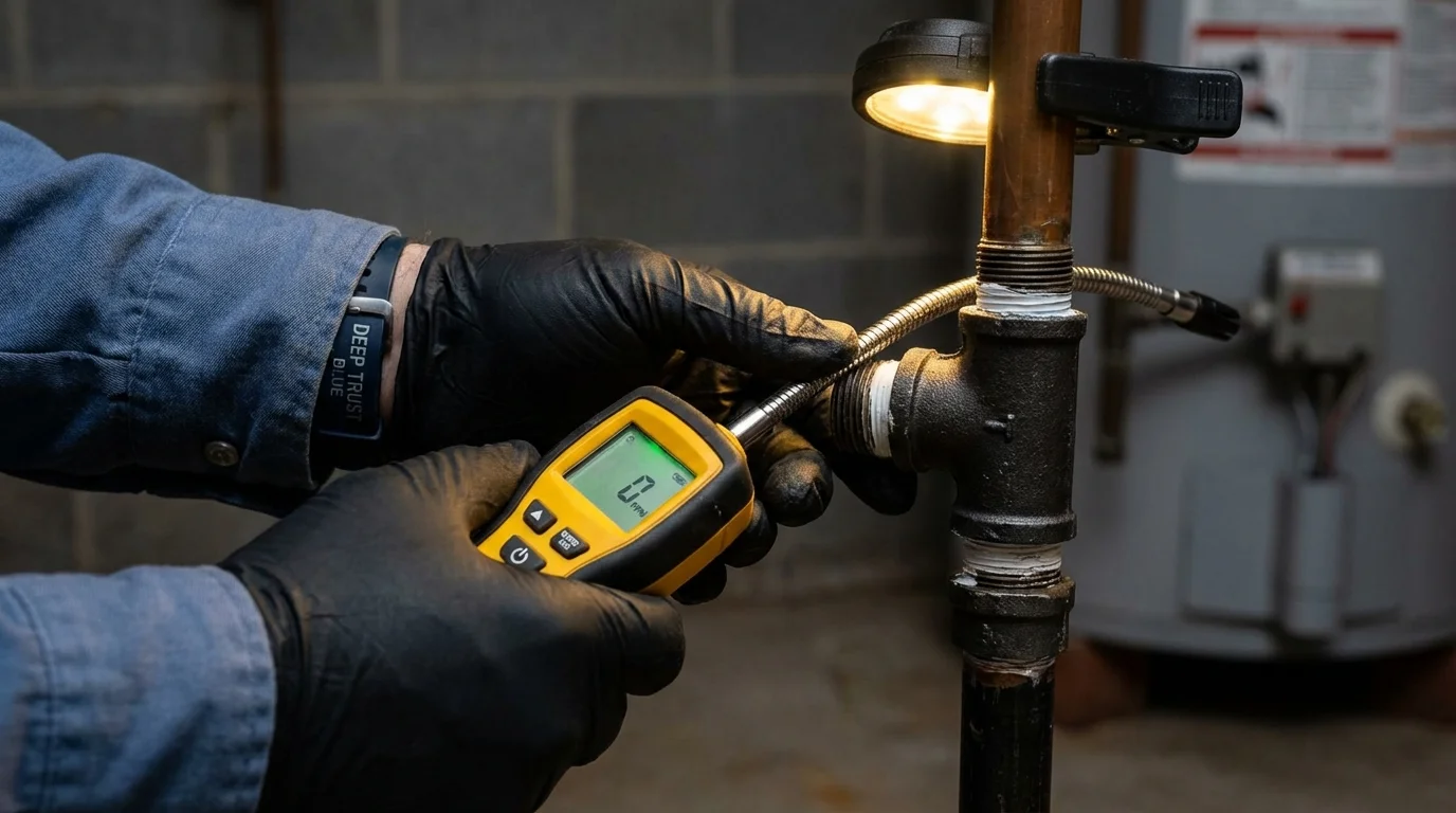 Gas leak detection with electronic sniffer by Johns Plumbing LLC in Mulberry