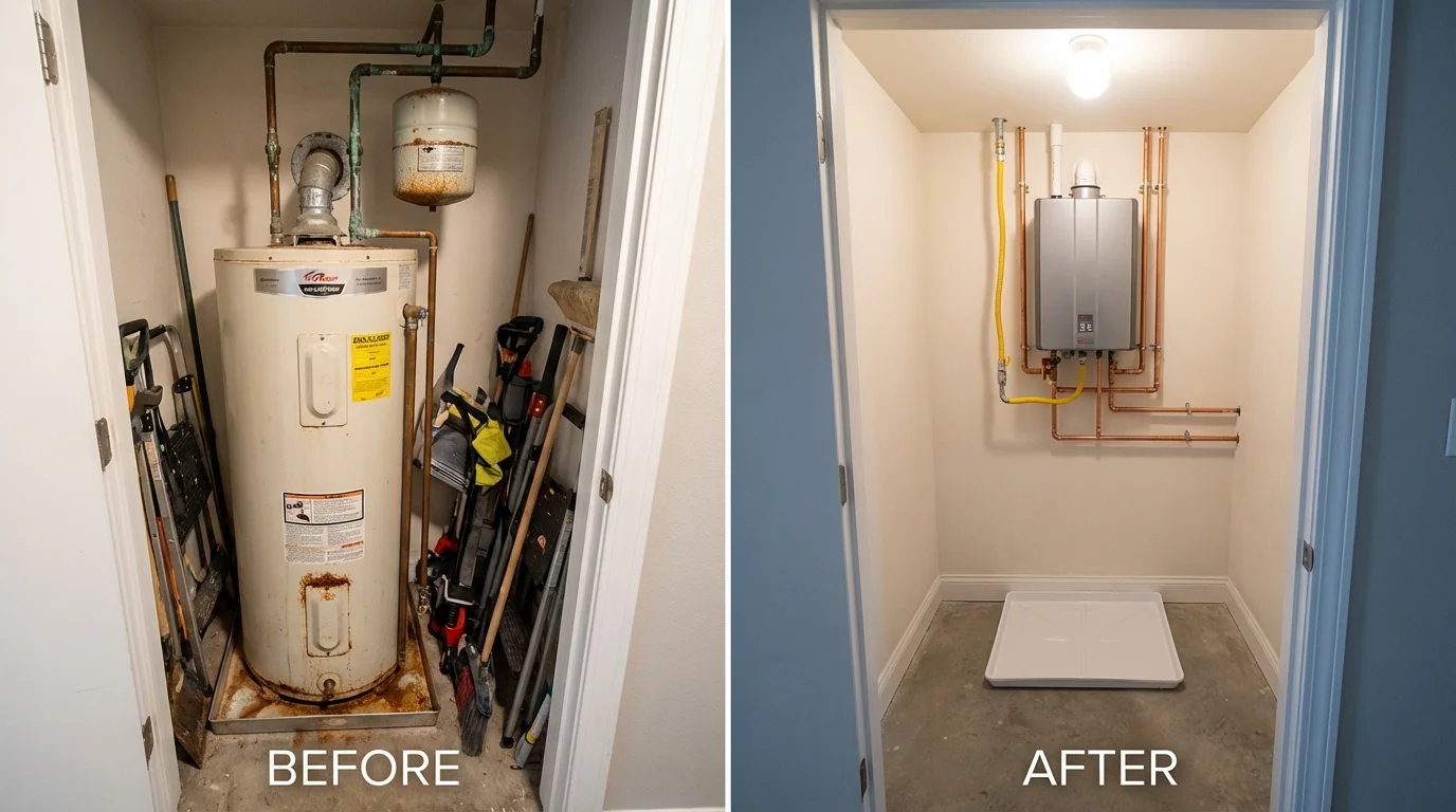 Tank water heater versus wall-mounted tankless unit comparison for Mulberry, FL homeowners